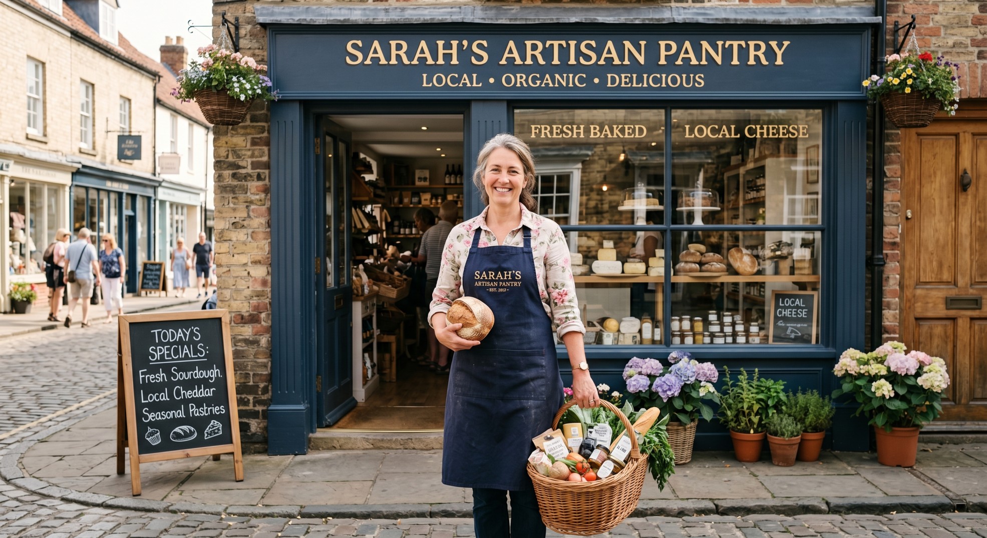 A local shop owner standing behind the counter of their store